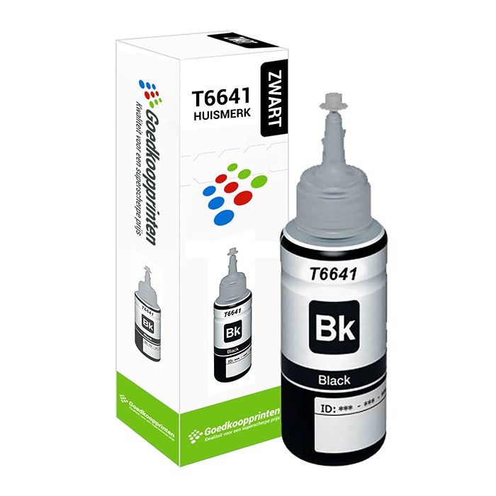 Huismerk voor Epson T6641 inkt cartridge Zwart - Ecotank 100ML main product photo