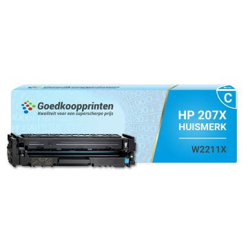 Huismerk HP 207X (W2211X) toner (MET CHIP) Cyaan Hoge Capaciteit - Huismerk